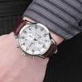 Hugo Boss Aeroliner Chronoraph White Dial Brown Leather Strap Watch For Men - HB1512447