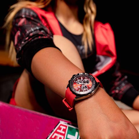 Tag Heuer Formula 1 Chronograph Red Dial Red Rubber Strap Watch for Men - CAZ101AN.FT8055