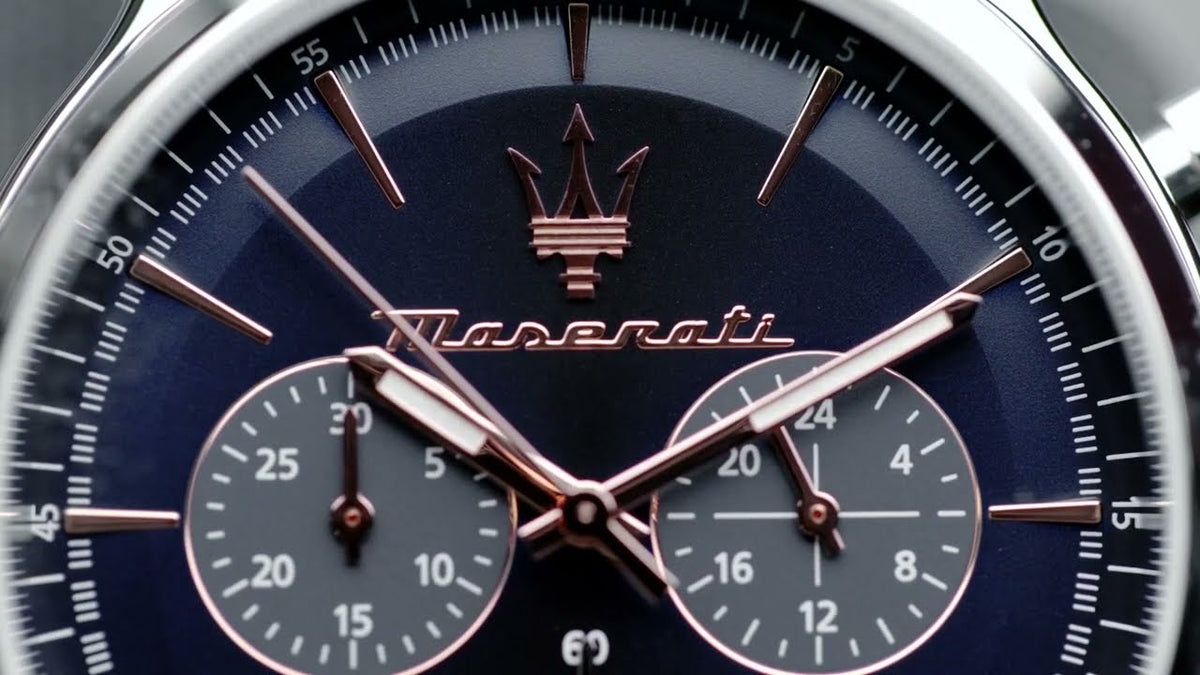 Maserati Epoca Chronograph Blue Dial Brown Leather Strap Watch For Men - R8871618014
