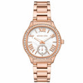 Michael Kors Sage Three-Hand Mother of Pearl White Dial Rose Gold Steel Strap Watch for Women - MK4806