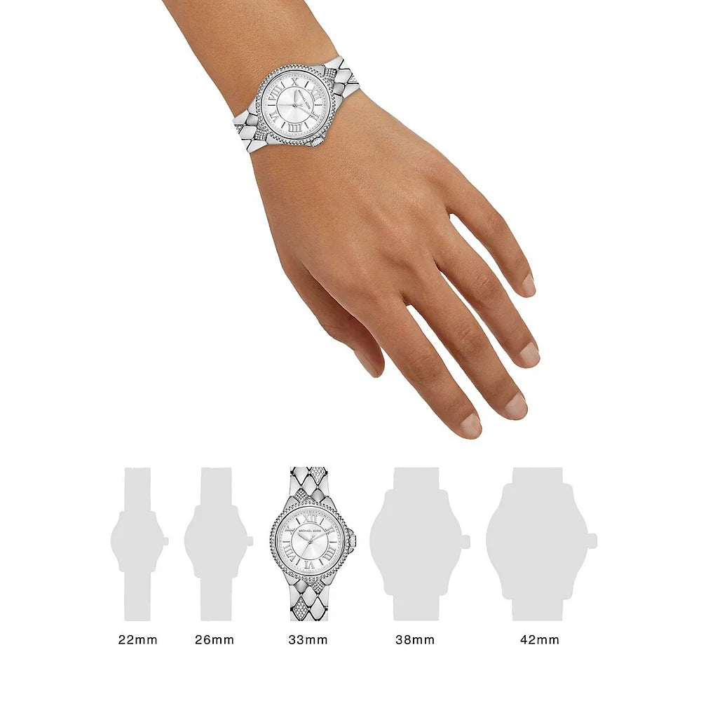 Michael Kors Camille Pave Crystals Silver Dial Silver Steel Strap Watch for Women - MK4804