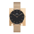 Daniel Wellington Petite Melrose Black Dial Rose Gold Mesh Strap Watch For Women - DW00100303