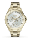 Hugo Boss Premiere White Dial Gold Steel Strap Watch for Women - 1502445
