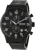 Hugo Boss Chronograph Black Dial Black Steel Strap Watch for Men - 1513180