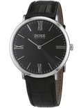 Hugo Boss Jackson Black Dial Black Leather Strap Watch for Men - 1513369