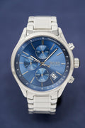 Hugo Boss Grand Prix Blue Dial Silver Steel Strap Watch for Men - 1513478