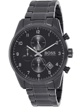 Hugo Boss Skymaster Chronograph Black Dial Black Steel Strap Watch for Men - 1513785