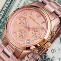 Michael Kors Runway Rose Gold Dial Rose Gold Steel Strap Watch for Women - MK5128