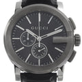 Gucci G Chrono Black Dial Black Leather Strap Watch For Men - YA101205