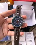 Tissot PRS 516 Chronograph Blue Dial Brown Leather Strap Watch For Men - T100.417.16.041.00