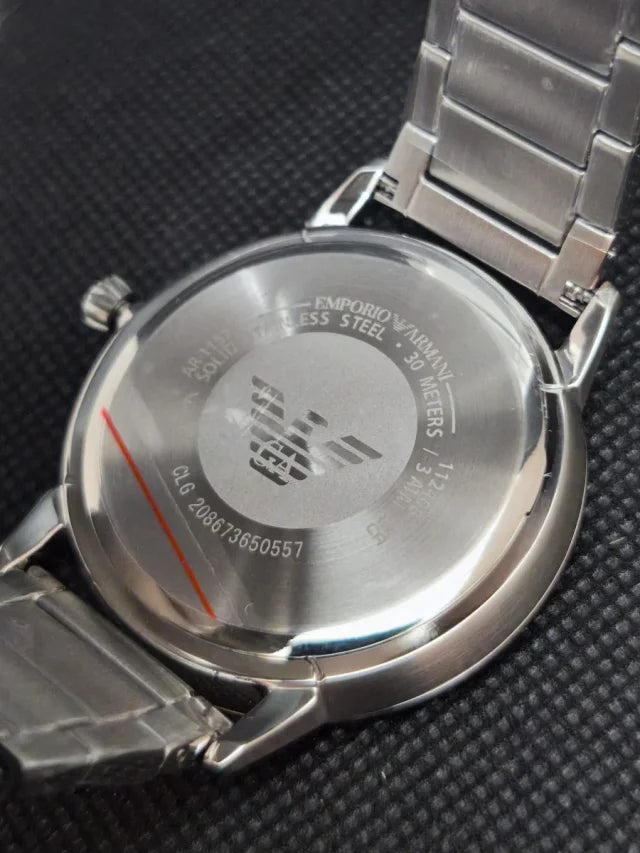 Emporio Armani Claudio Green Dial Silver Steel Strap Watch for Men - AR11575