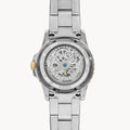 Fossil FB-01 Automatic Skeleton Blue Dial Two Tone Steel Strap Watch for Men - ME3191