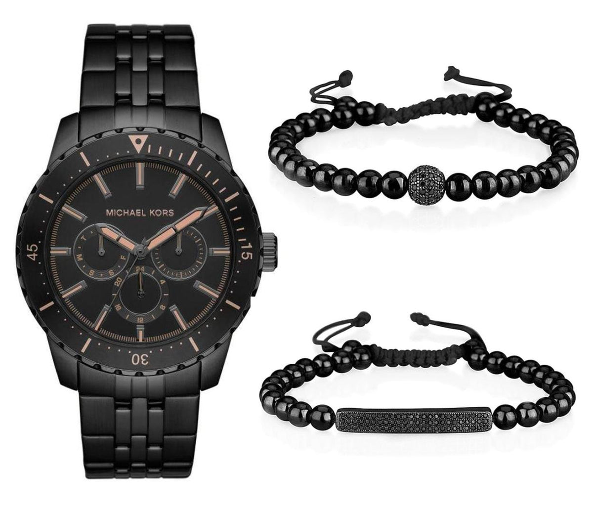 Michael Kors Cunningham Chronograph Black Dial Black Steel Strap Watch For Men - MK7157