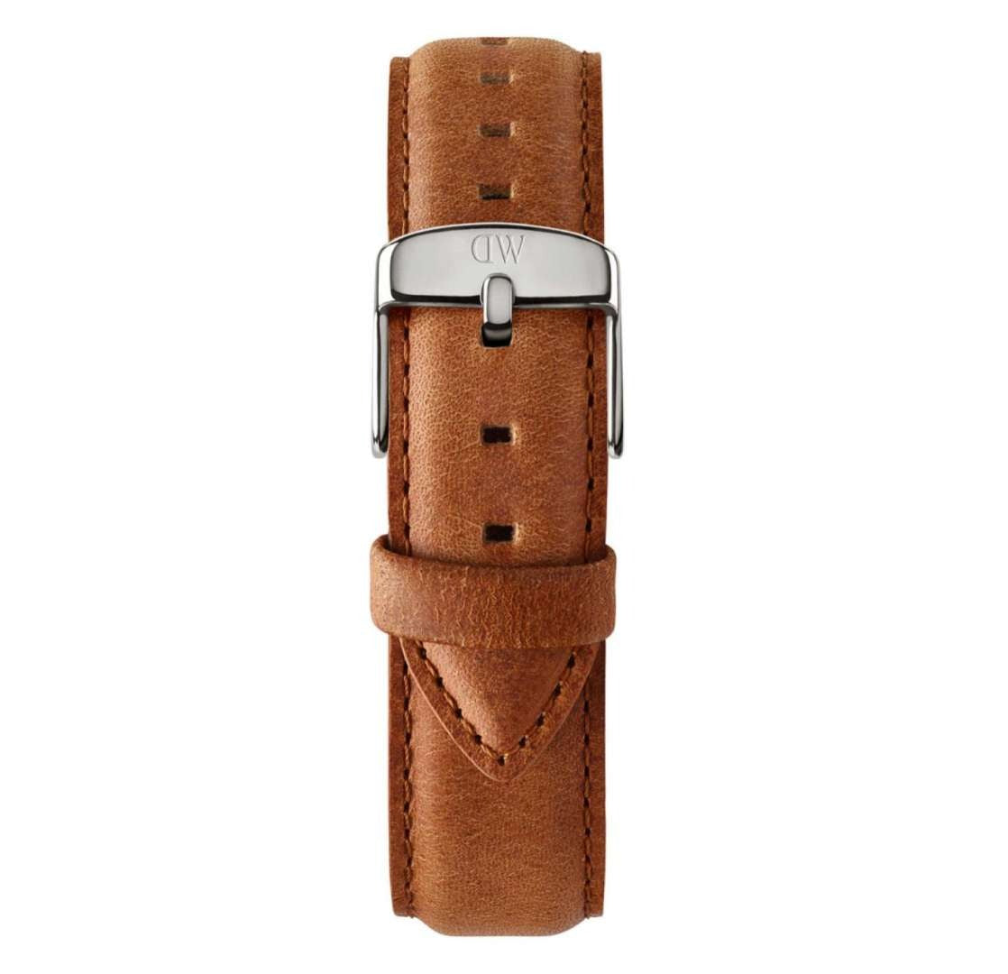 Daniel Wellington Petite Sterling Black Dial Brown Leather Strap Watch For Women - DW00100178