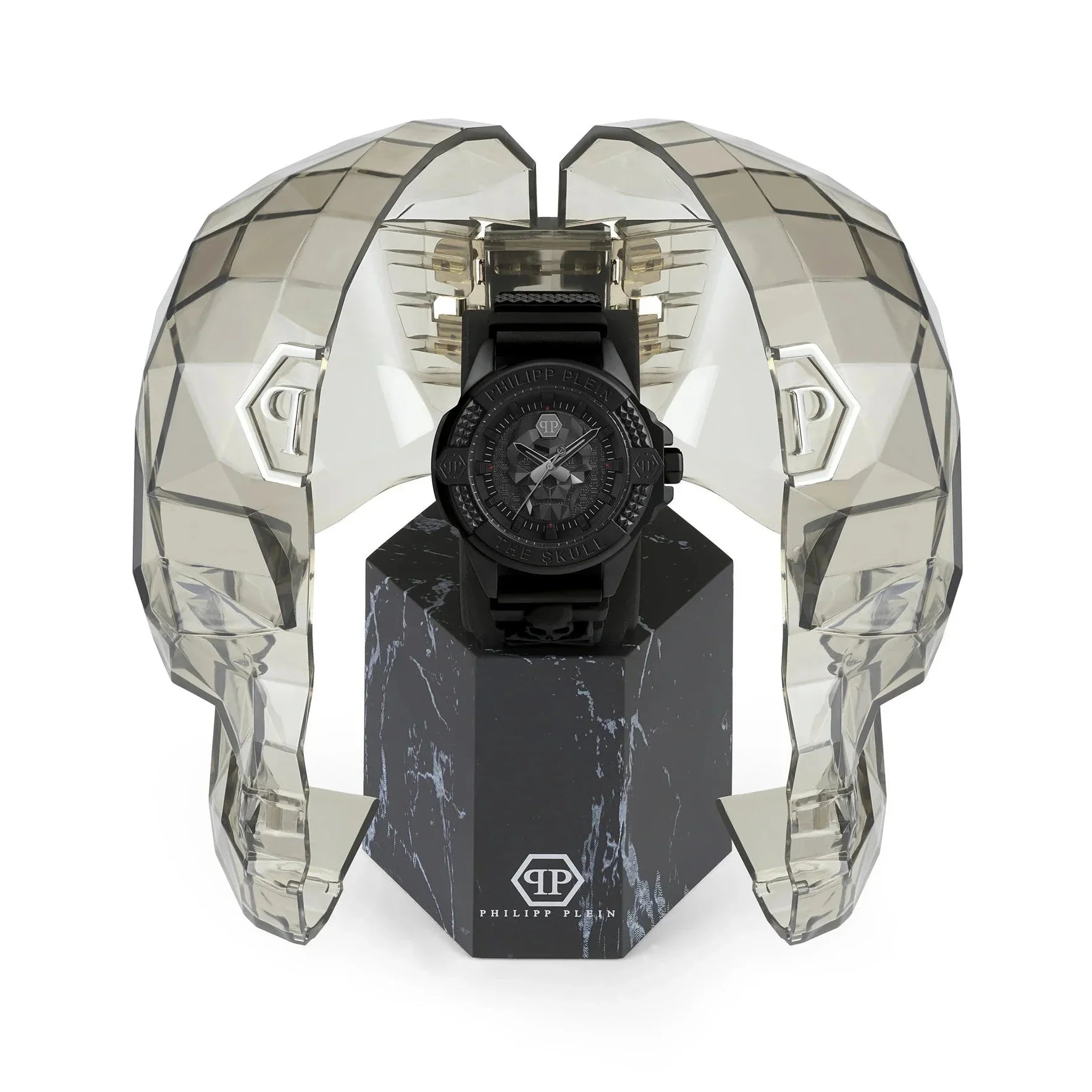 Philipp Plein The Skull Black Dial Black Silicone Strap Watch for Men - PWAAA0721
