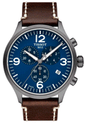 Tissot Chrono XL Blue Dial Brown Leather Strap Watch For Men - T116.617.36.047.00