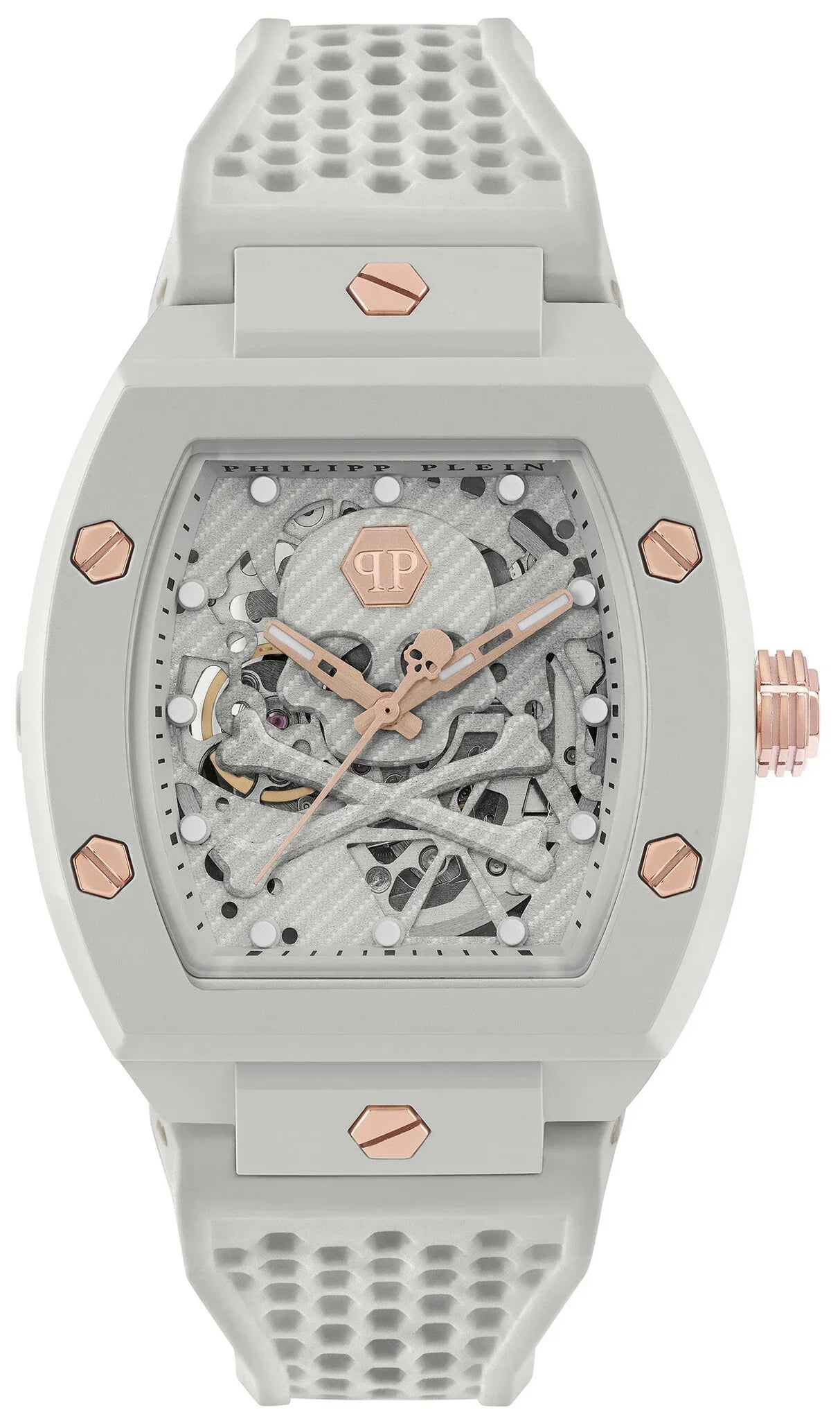 Philipp Plein The Skeleton White Dial White Silicone Strap Watch for Men - PWVBA0123
