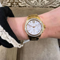 Michael Kors Everest Chronograph White Dial Gold Steel Strap Watch For Women - MK7212