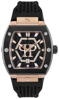 Philipp Plein Hexagon Phantom Black Dial Black Silicone Strap Watch For Men- PWPUA0124