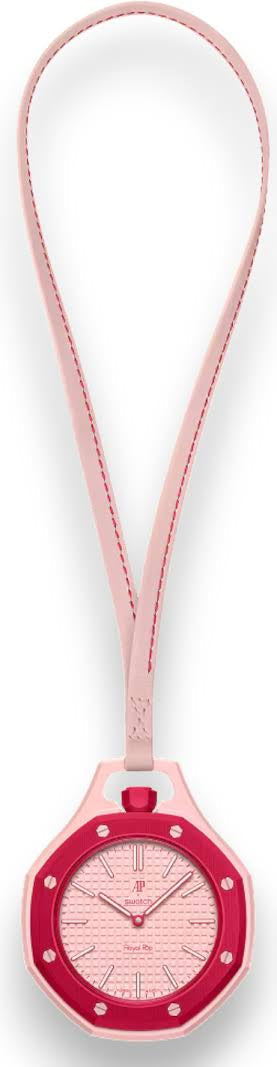 Swatch x AP Royal Pop Pink Dial Pink Leather Strap Watch for Women - Otto Rosso