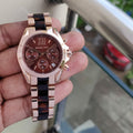 Michael Kors Bradshaw Burgundy Dial Two Tone Steel Strap Watch for Women - MK6270