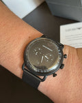 Emporio Armani Aviator Chronograph Black Dial Black Mesh Bracelet Watch For Men - AR11264