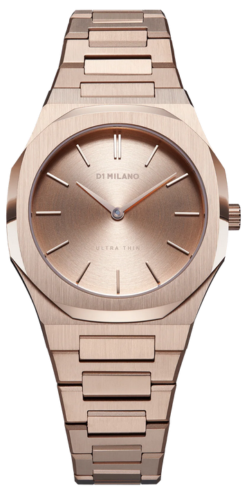 D1 Milano Ultra Thin Rose Gold Dial Rose Gold Steel Strap Watch for Women - D1-UTBL04