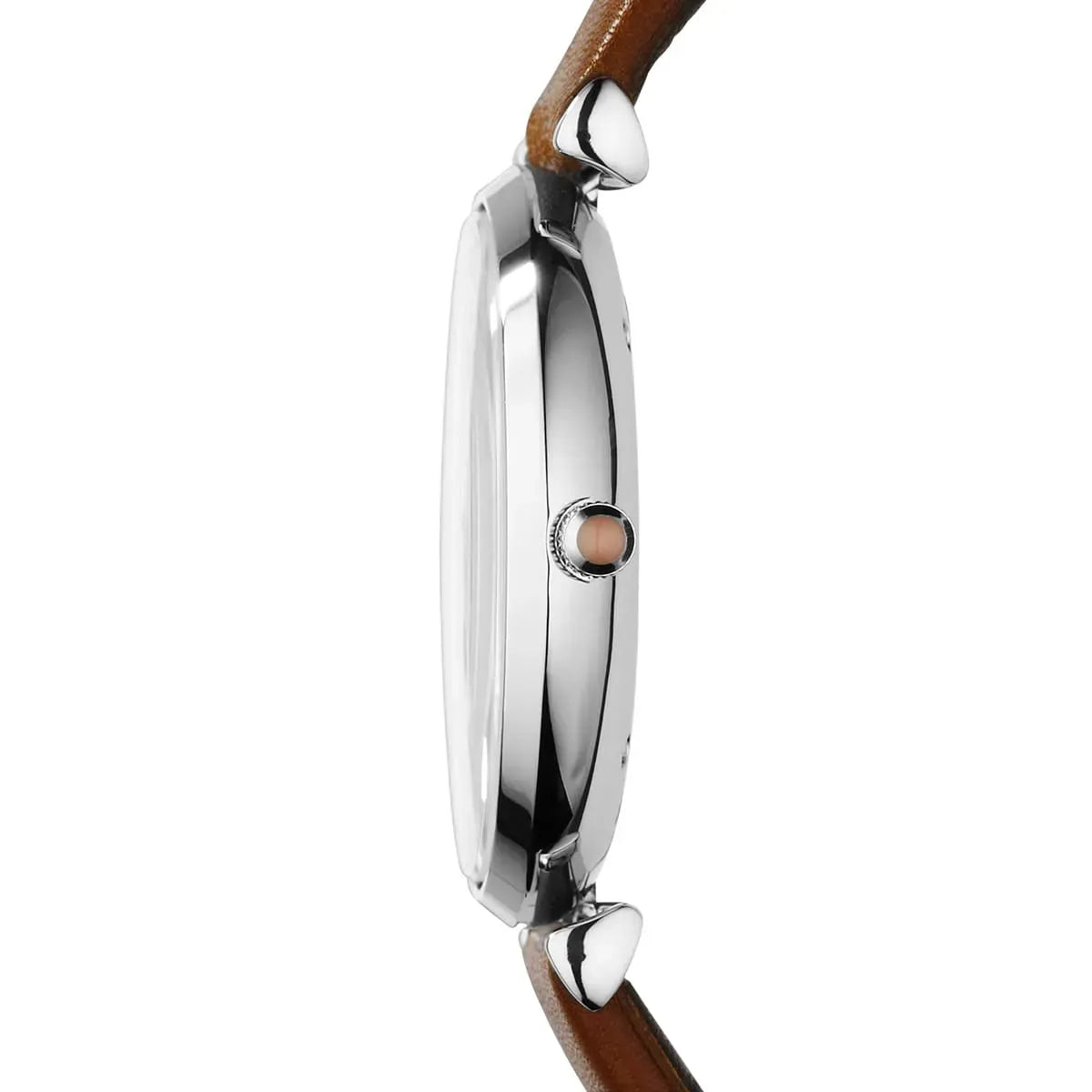 Emporio Armani Gianni Silver Dial Brown Leather Strap Watch for Men - AR1675