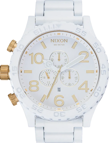Nixon 51-30 Chronograph White Dial White Steel Strap Watch for Men - A083-1035
