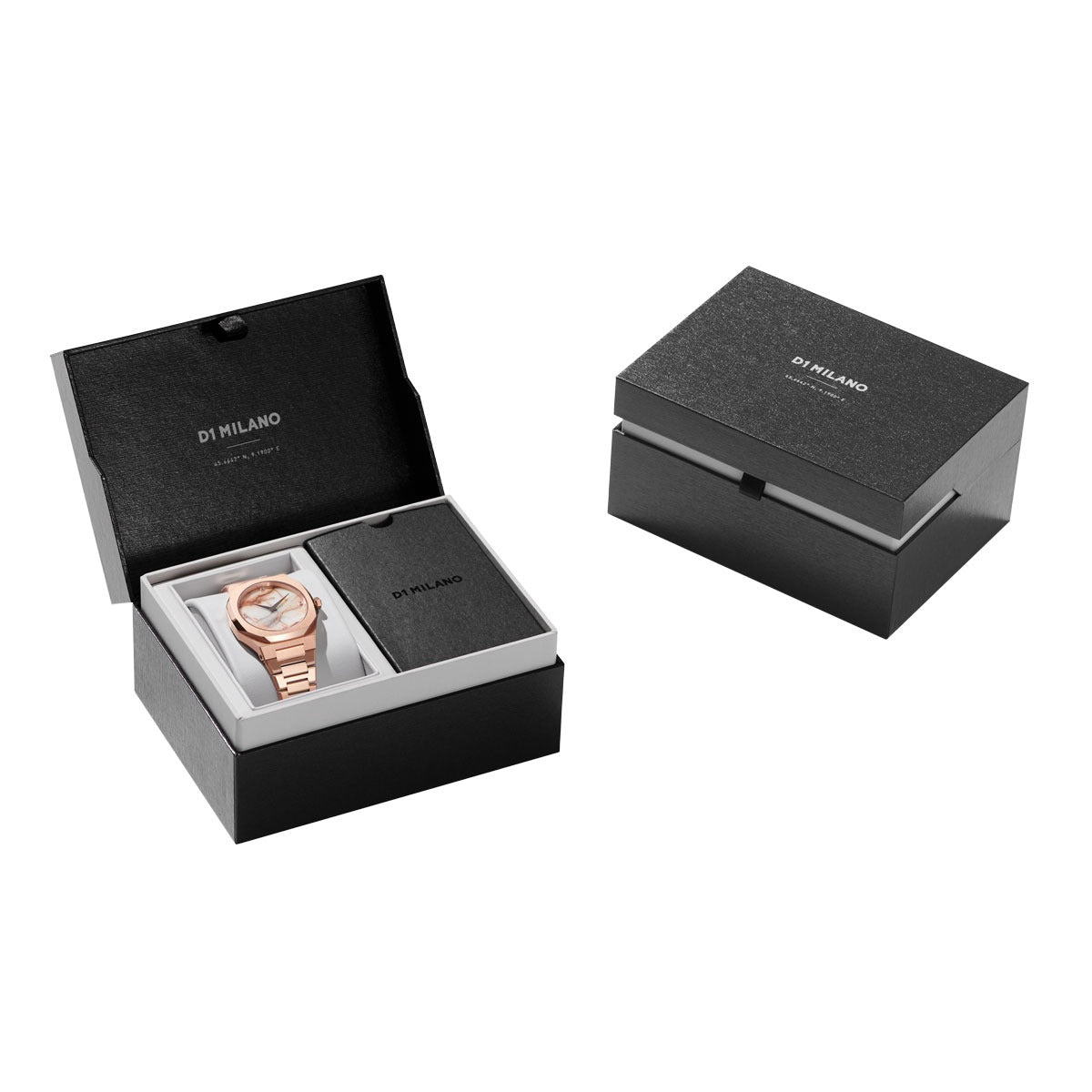 D1 Milano Ultra Thin Marble Dial Rose Gold Steel Strap Watch for Women - D1-UTBL14