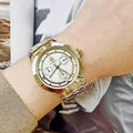 Tory Burch Classic Chronograph White Dial Gold Steel Strap Watch for Women - TBW1032