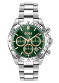 Hugo Boss Hero 2.0 Chronograph Green Dial Silver Steel Strap Watch for Men - 1514268