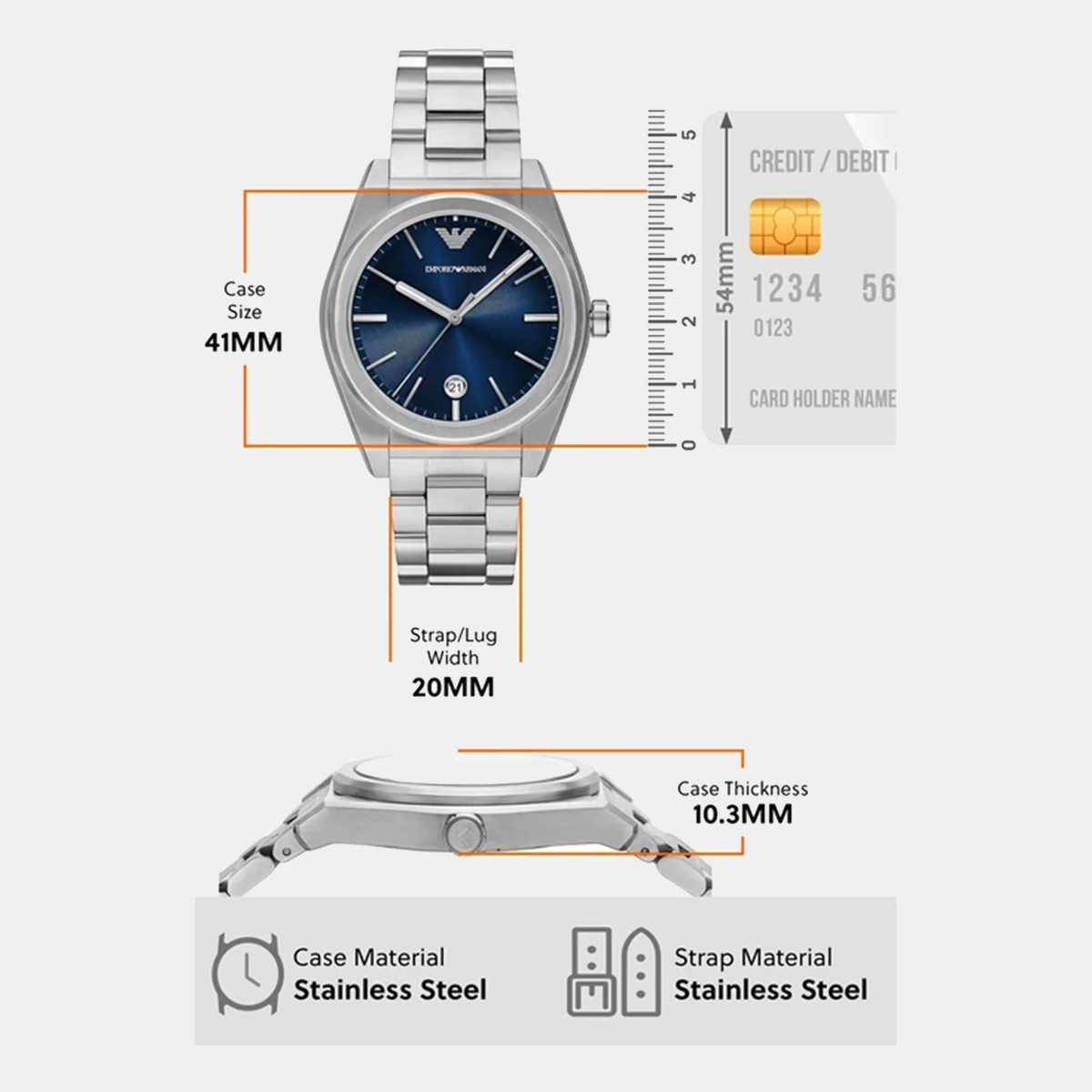 Emporio Armani Frederico Analog Blue Dial Silver Steel Strap Watch for Men - AR11620