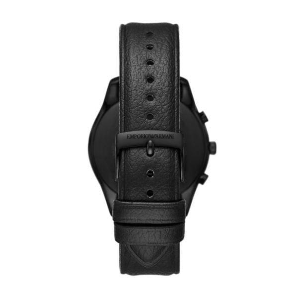Emporio Armani Antonio Chronograph Black Dial Black Leather Strap Watch for Men - AR11583