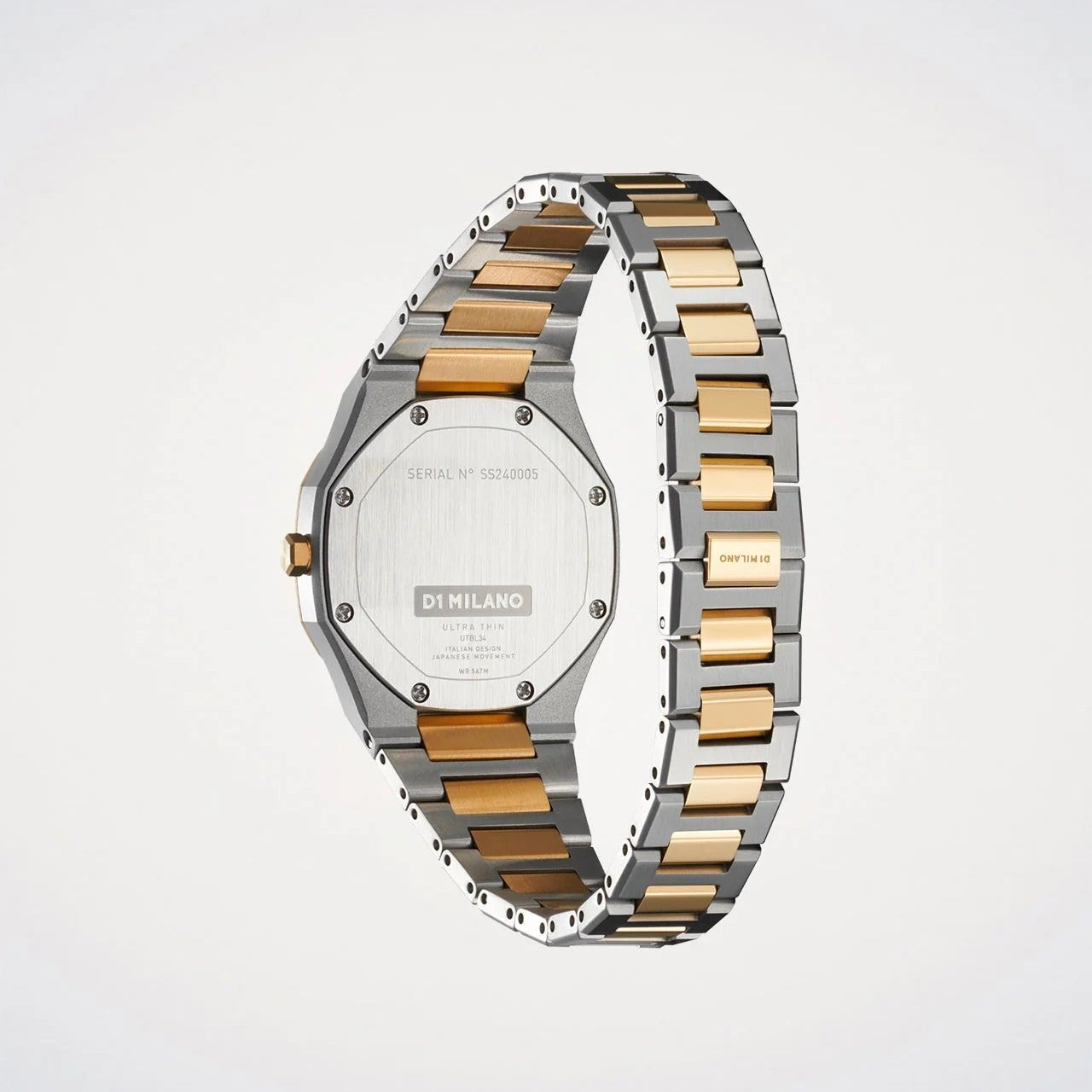D1 Milano Ultra Thin Silver Dial Two Tone Steel Strap Watch for Women - D1-UTBL34
