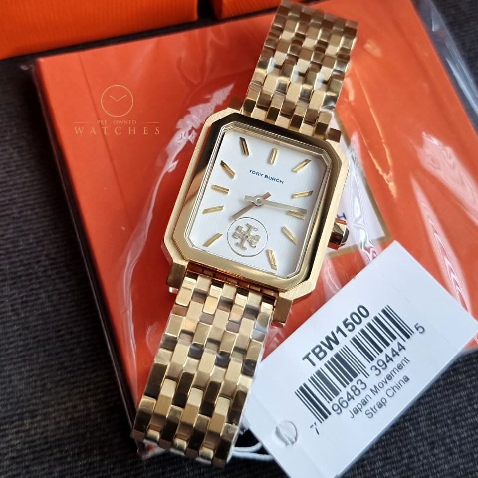Tory Burch Robinson White Dial Gold Steel Strap Watch for Women - TBW1500