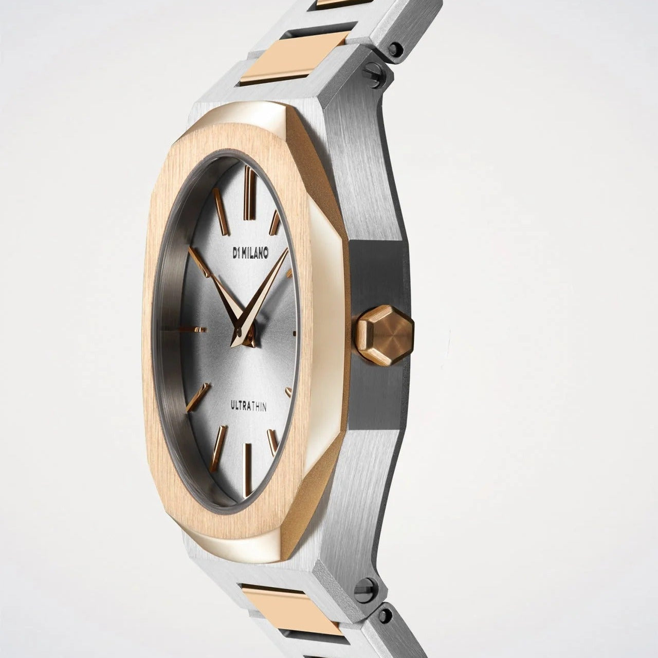D1 Milano Ultra Thin Silver Dial Two Tone Steel Strap Watch for Women - D1-UTBL34