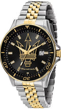 Maserati SFIDA Black Dial Two Tone Steel Strap Watch for Men - R8853140009
