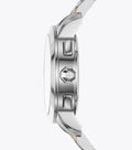 Tory Burch Classic Chronograph White Dial Two Tone Steel Strap Watch for Women - TBW1034