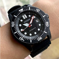 Citizen Mechanical Automatic Black Dial Black Rubber Strap Watch for Men - NJ0125-11E