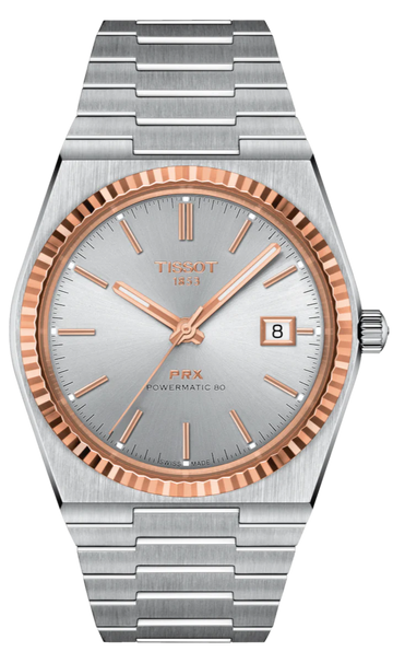 Tissot PRX Powermatic 80 18K Silver Dial Silver Steel Strap Watch for Men - T931.407.41.031.00