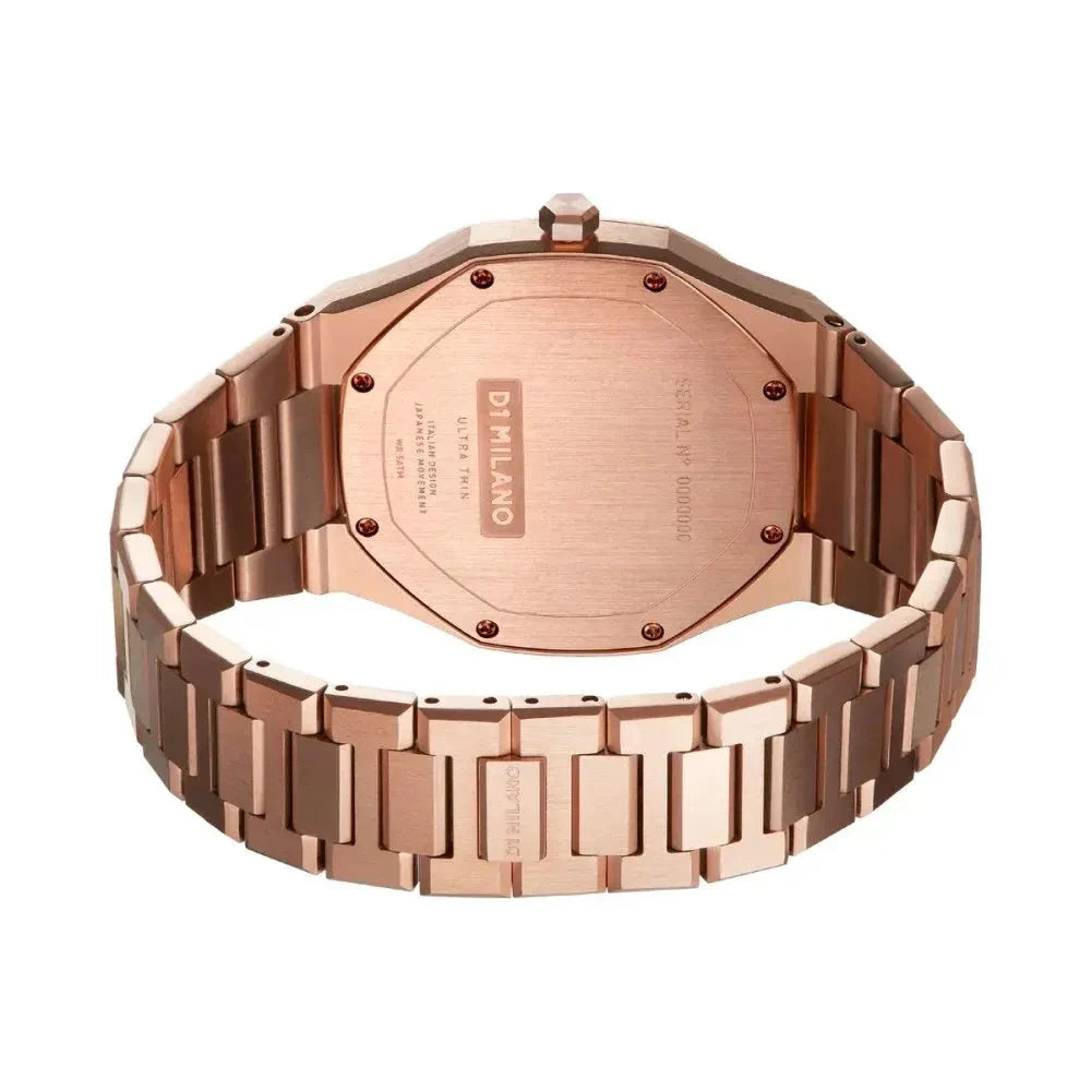 D1 Milano Ultra Thin Marble Dial Rose Gold Steel Strap Watch for Women - D1-UTBL14