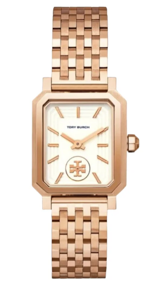 Tory Burch Robinson White Dial Rose Gold Steel Strap Watch for Women - TBW1502