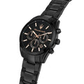 Maserati Attrazione Chronograph Black Dial Black Steel Strap Watch for Men - R8853151009