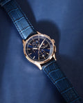 Maserati Sorpasso Chronograph Blue Dial Blue Leather Strap Watch for Men - R8871624009