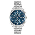 Hugo Boss Skytraveller Chronograph Blue Dial Silver Steel Strap Watch for Men - 1514216