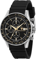 Maserati SFIDA Chronograph Black Dial Black Silicone Strap Watch for Men - R8871640005