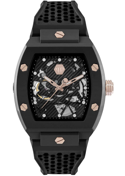Philipp Plein The $Keleton Black Dial Black Silicone Strap Watch for Men - PWVBA0523