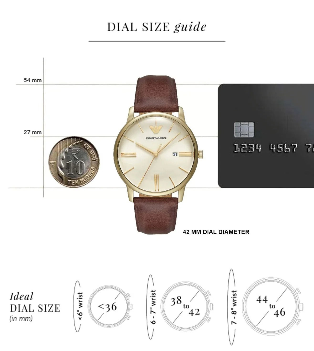 Emporio Armani Minimalist Quartz Gold Dial Brown Leather Strap Watch for Men - AR11610