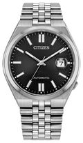 Citizen Tsuyosa 60 Automatic Black Dial Silver Steel Strap Watch for Men - NK0020-55E